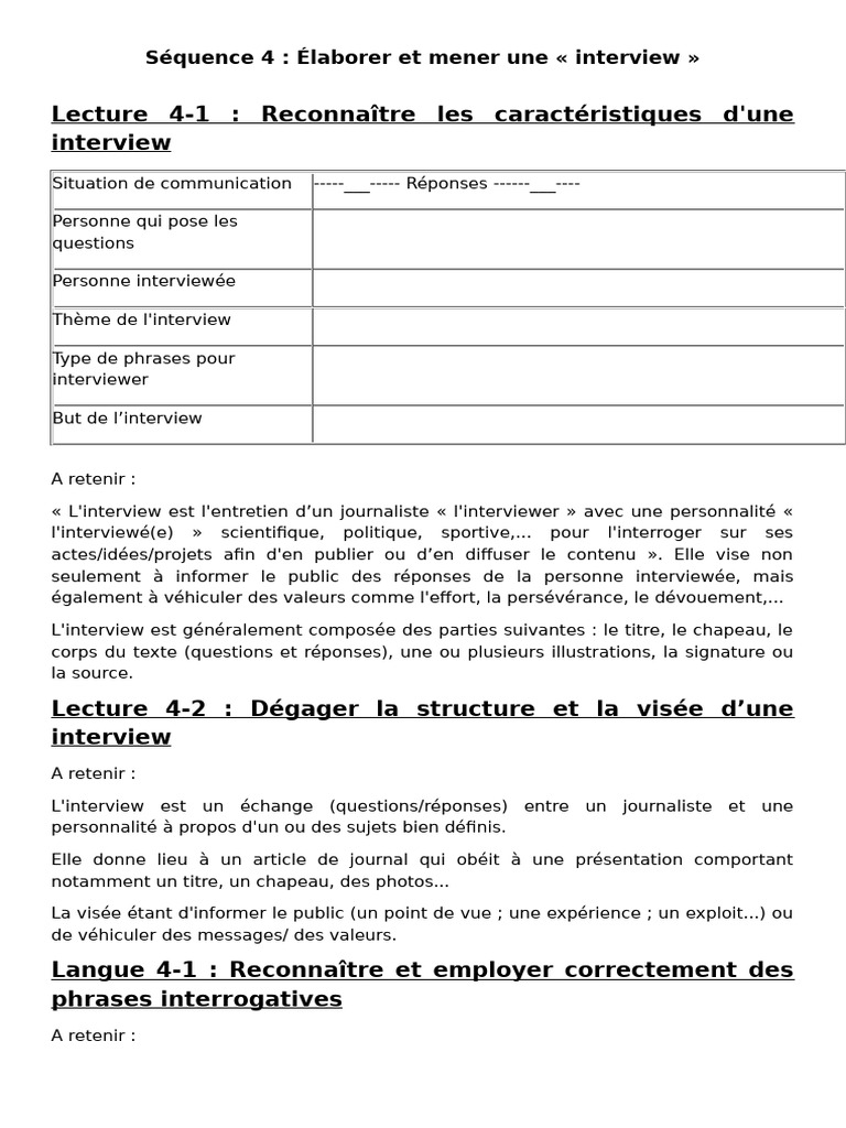 Élaborer une interview efficace | PDF | Phrase