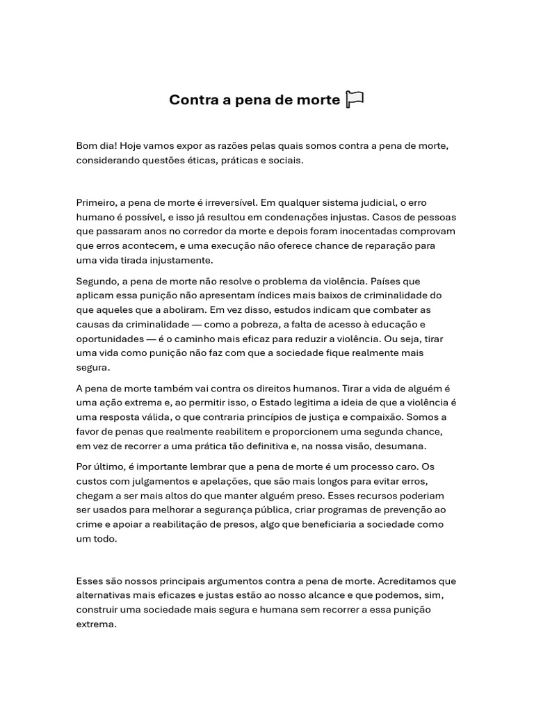 Razões Contra a Pena de Morte | PDF | Morte | Prisão perpétua