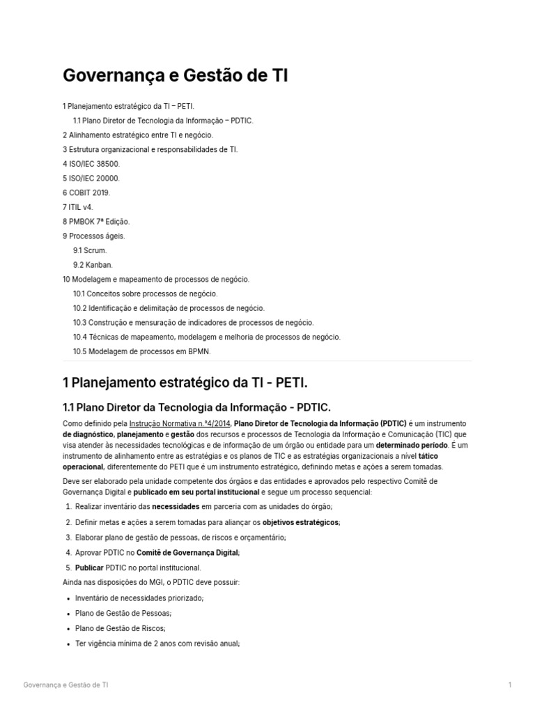 Governana e Gesto de TI | PDF | Itil | Cobit