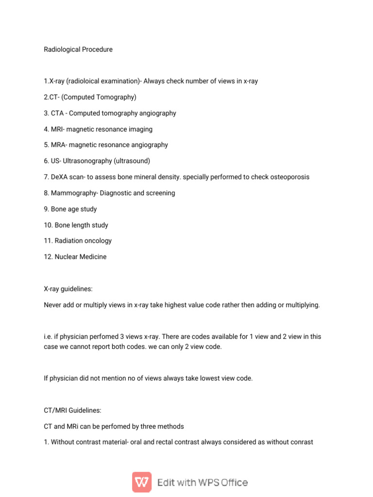 Radiology Procedure Guidelines | PDF | Radiology | Medical Imaging