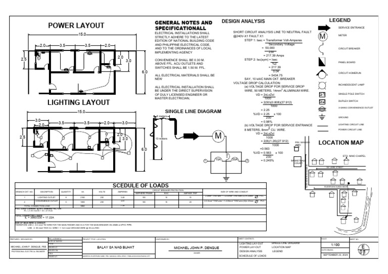 Small House Electrical Plan Sample | PDF | Electrical Wiring | Switch