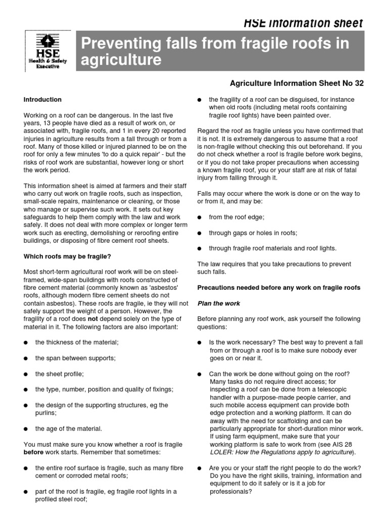 Fragile Roof Guidance PDF Roof Occupational Safety And Health