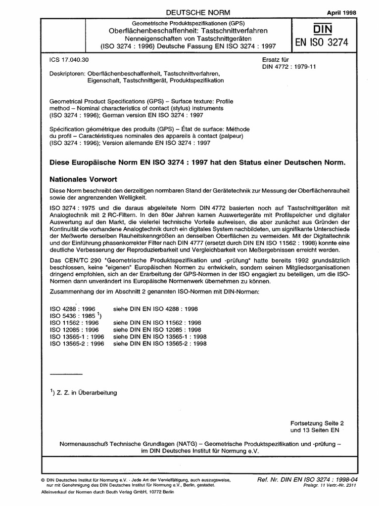 Din en Iso-3274 | PDF
