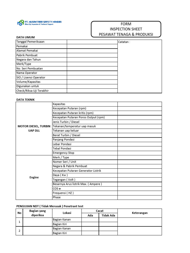 Form PTP - TURBIN & GENSET | PDF