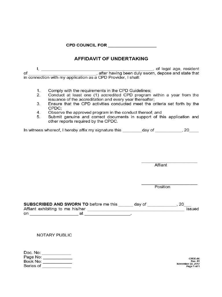 Affidavit of Undertaking | PDF
