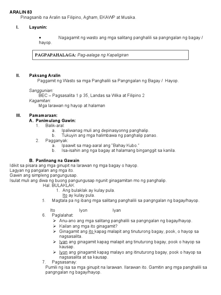 philippines english for curriculum in the 7 grade aralin : Filipino 4 banghay For grade Lesson 4 uri Grade pang Plan