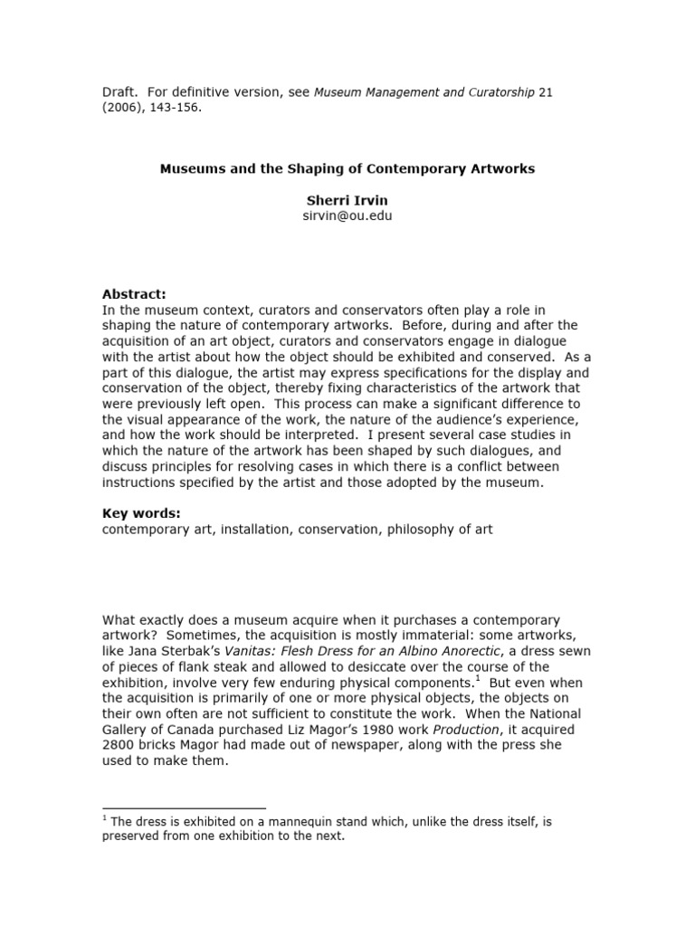 Museums and The Shaping of Contemporary | PDF | Museum | Experience
