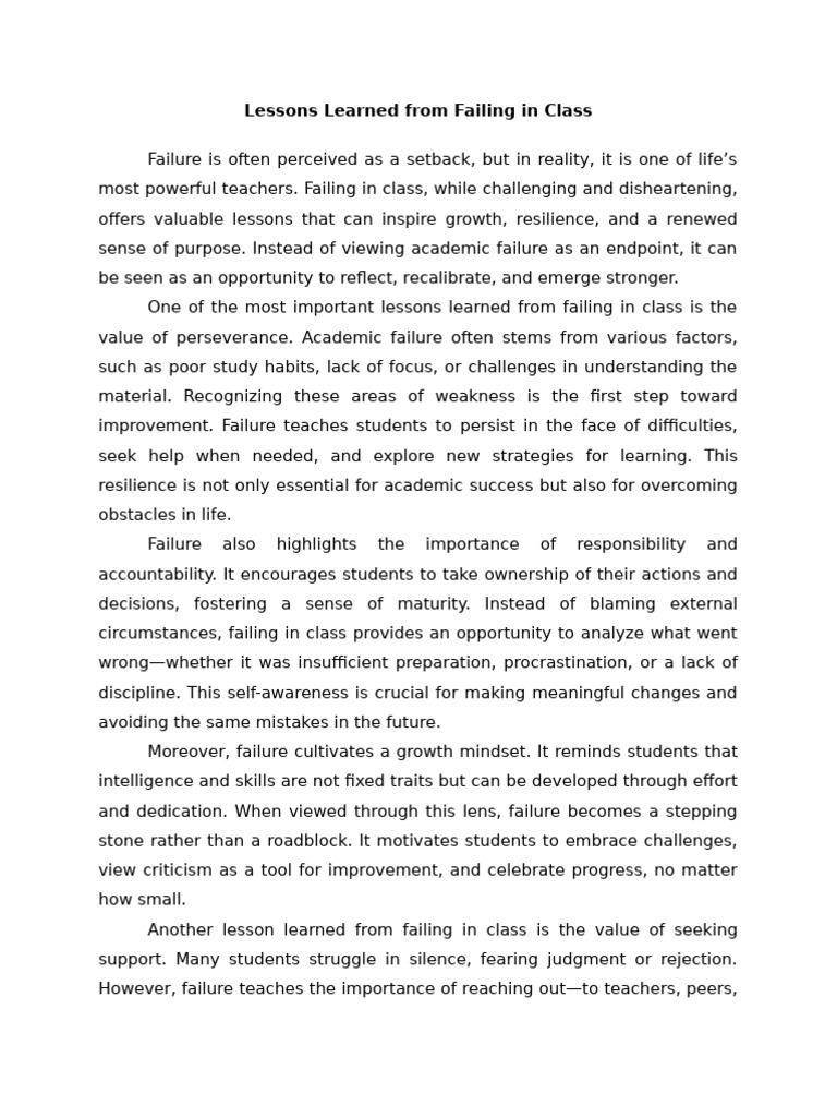 Lessons After Failure | PDF | Psychological Resilience | Mindset