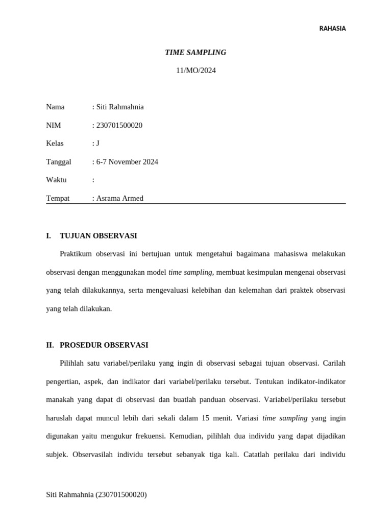 Observasi Perilaku Belajar Mahasiswa | PDF