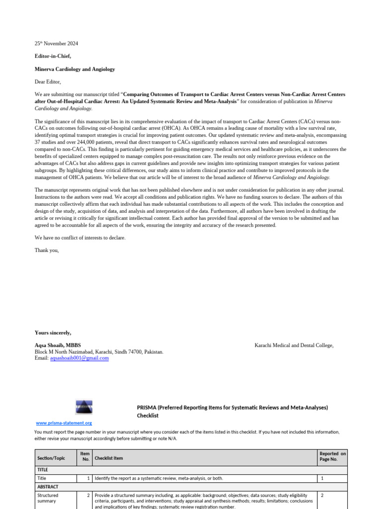 Cover letter (1) (3) | PDF | Systematic Review | Meta Analysis