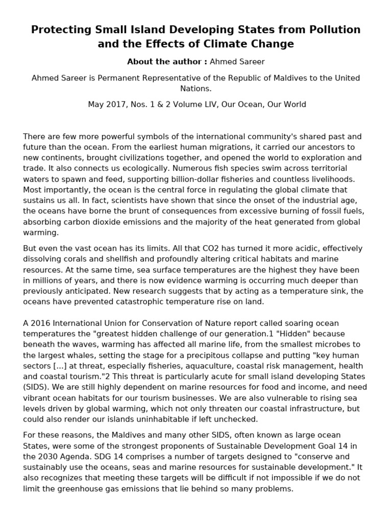 Protecting Small Island Developing States From Pollution and The ...