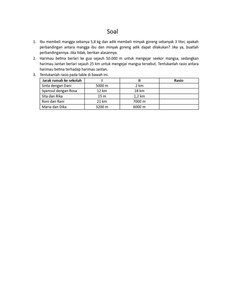 Perbandingan dan Rasio dalam Matematika | PDF