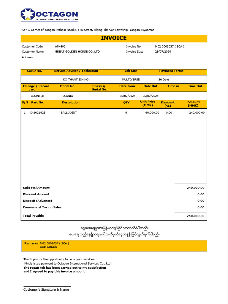 M02 0003037 ( SCA ) GGH | PDF | Invoice | Payments