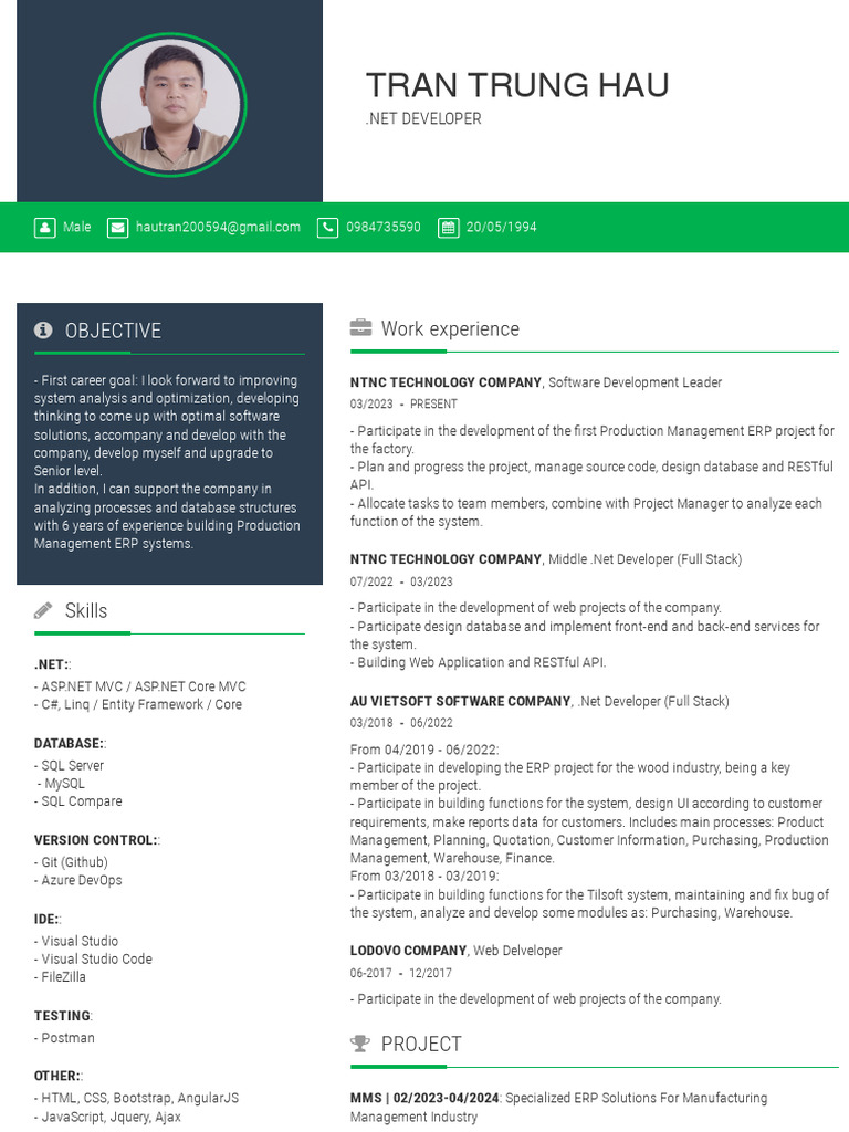 .NET Developer with ERP Expertise | PDF | Entity Framework | Angular Js
