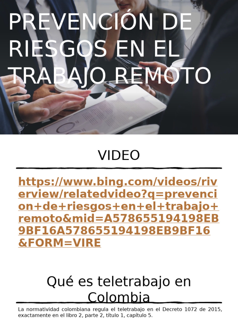 Prevención de Riesgos en El Trabajo Remoto | PDF | Derecho laboral ...