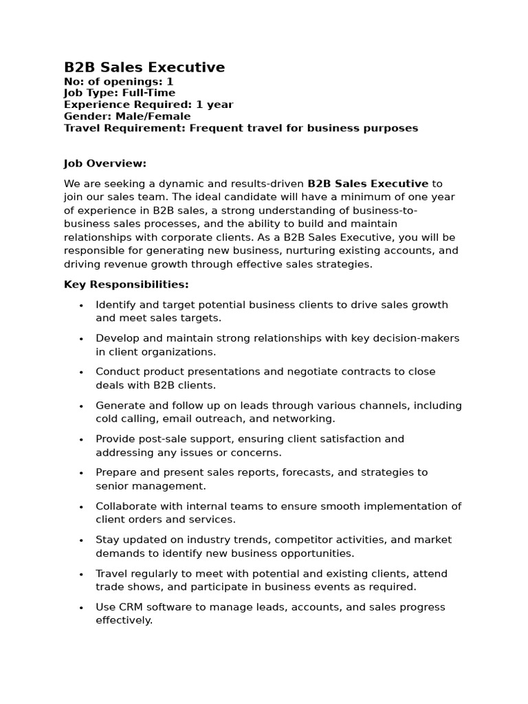 B2B Sales Executive | PDF | Sales | Customer Relationship Management