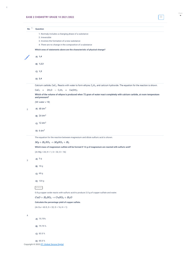 1727597248-EASE 2 CHEMISTRY GRADE 10 2021-2022 With Answer Key | PDF ...