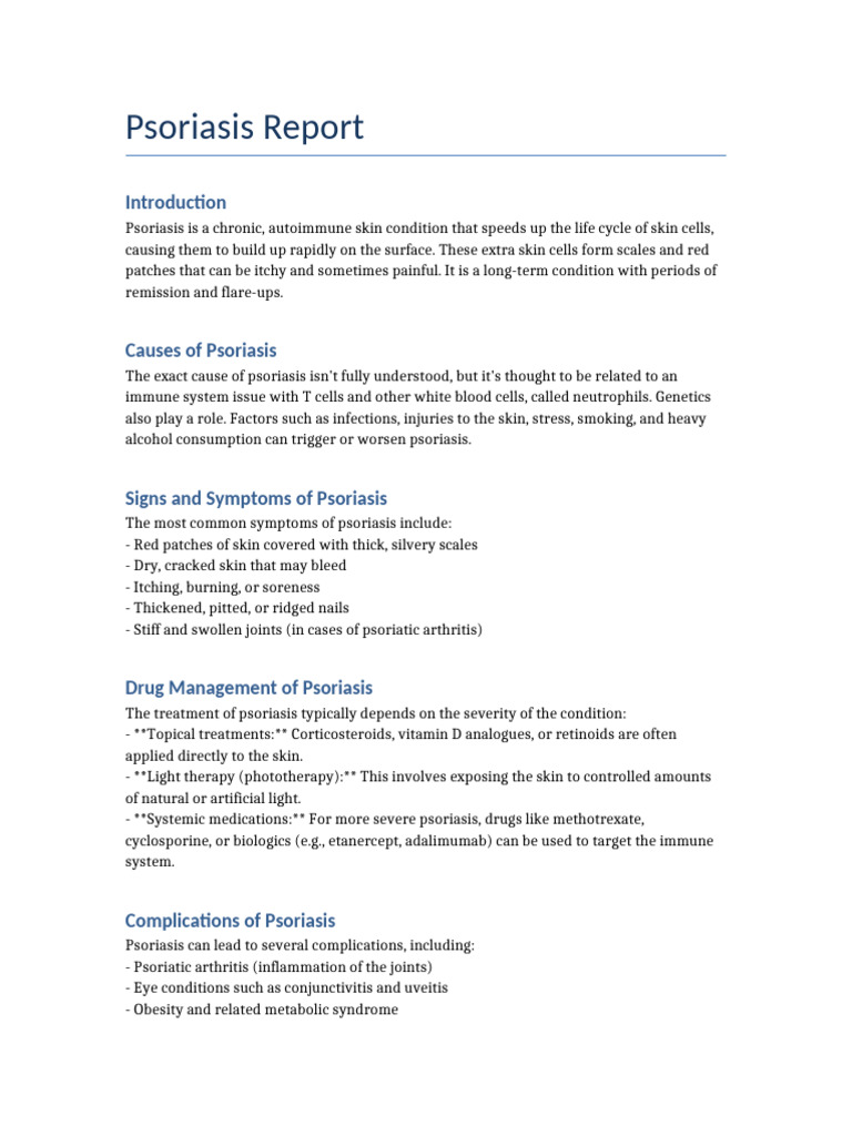Psoriasis Report | PDF | Psoriasis | Immunology