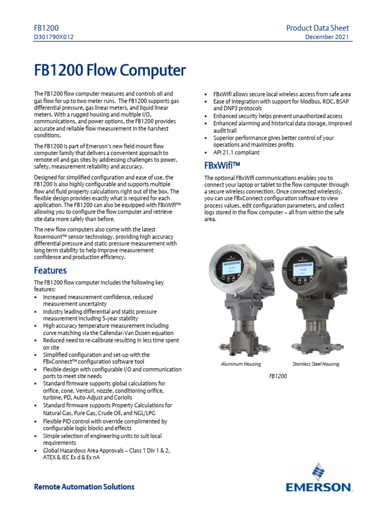 FB1200 Flow Computer Overview | PDF | Flow Measurement | Pressure ...