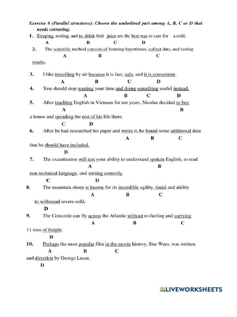 Parallel Structures Exercises | PDF