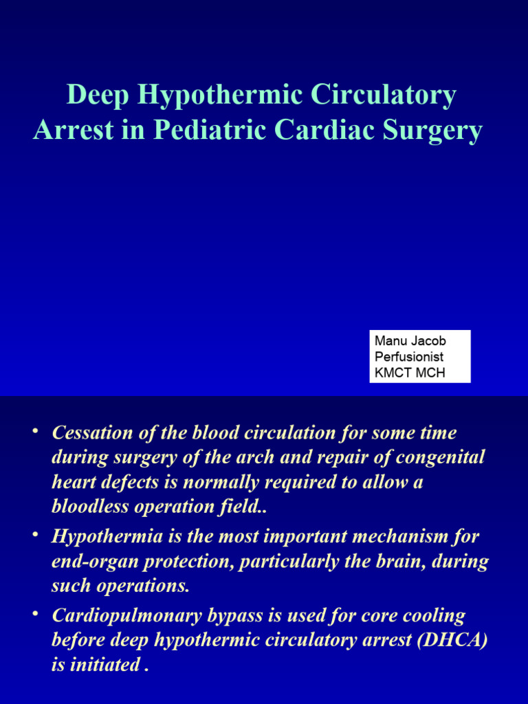 Pediatric DHCA Techniques and Benefits | PDF | Hypothermia | Physiology