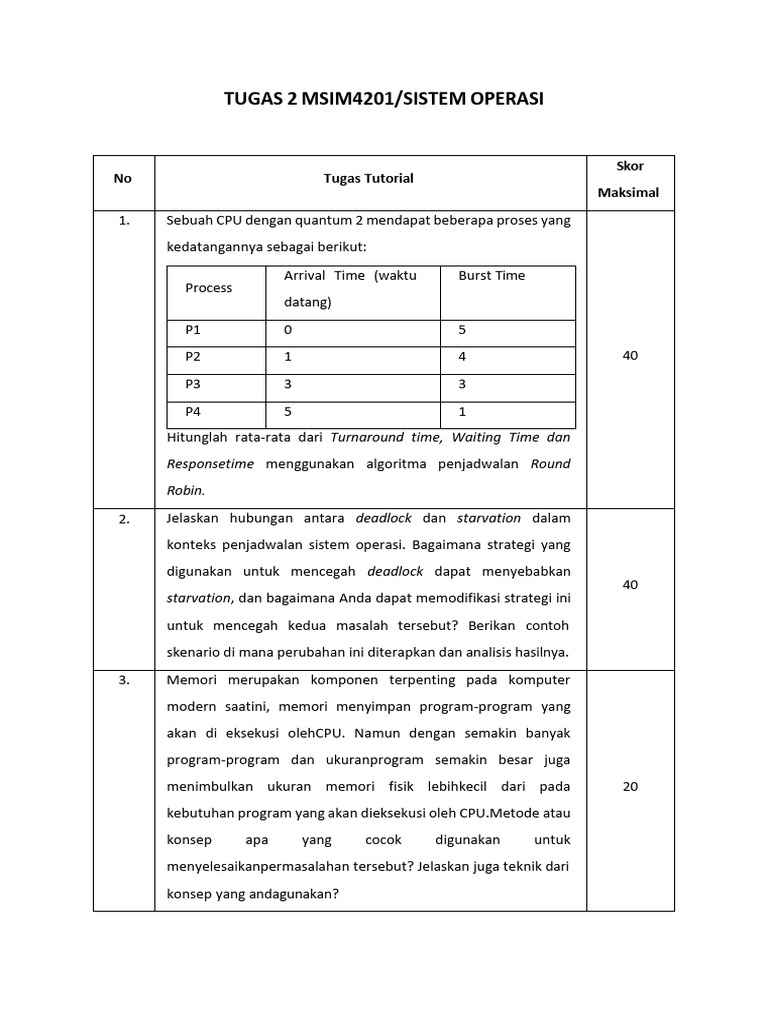 Rata-Rata Waktu Proses Round Robin | PDF