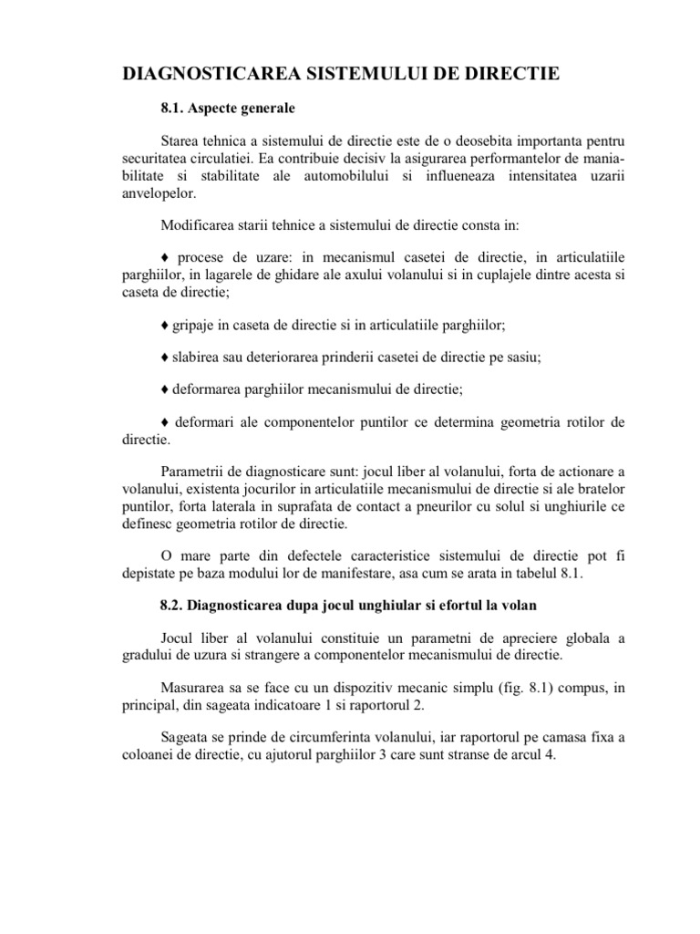 Diagnostic Area Sistemului de Directie | PDF