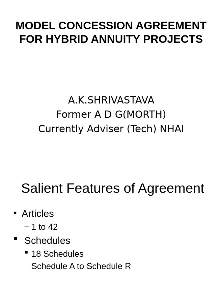 Model Concession Agreement for HAM Projects | PDF | Concession ...