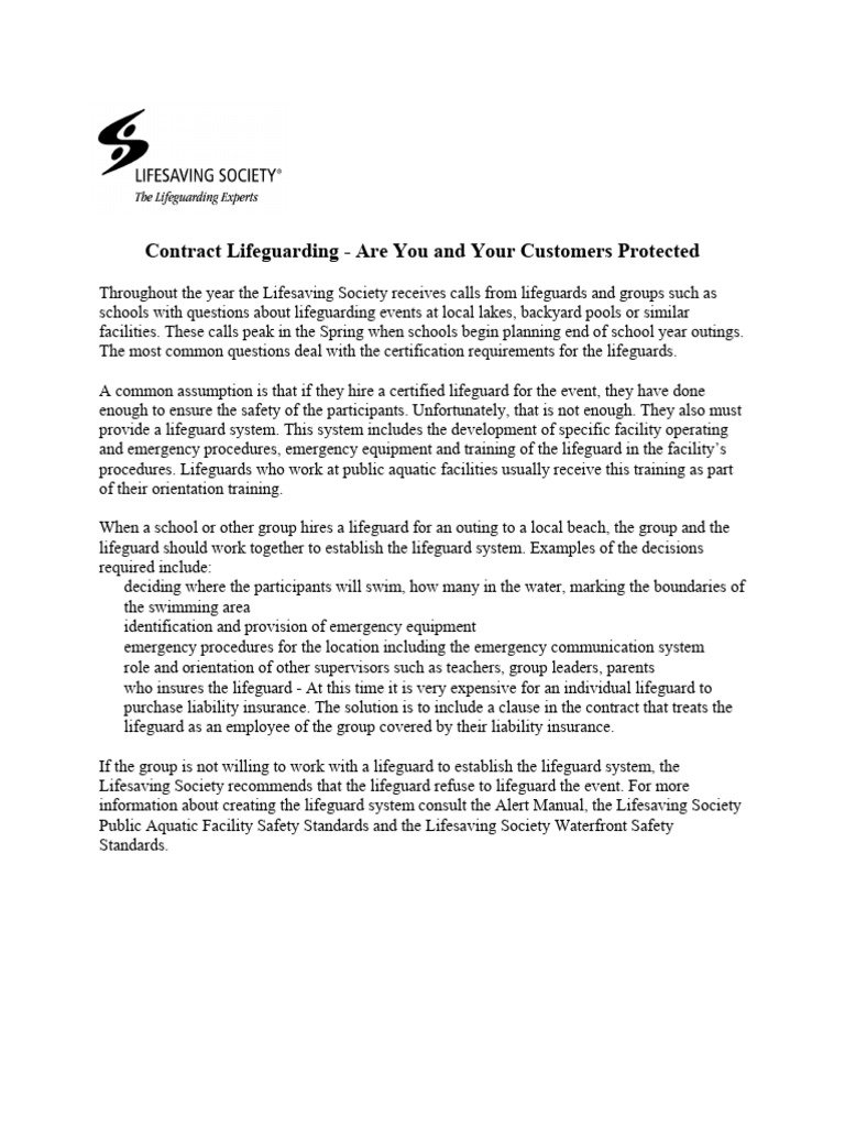 Contract Lifeguarding | PDF