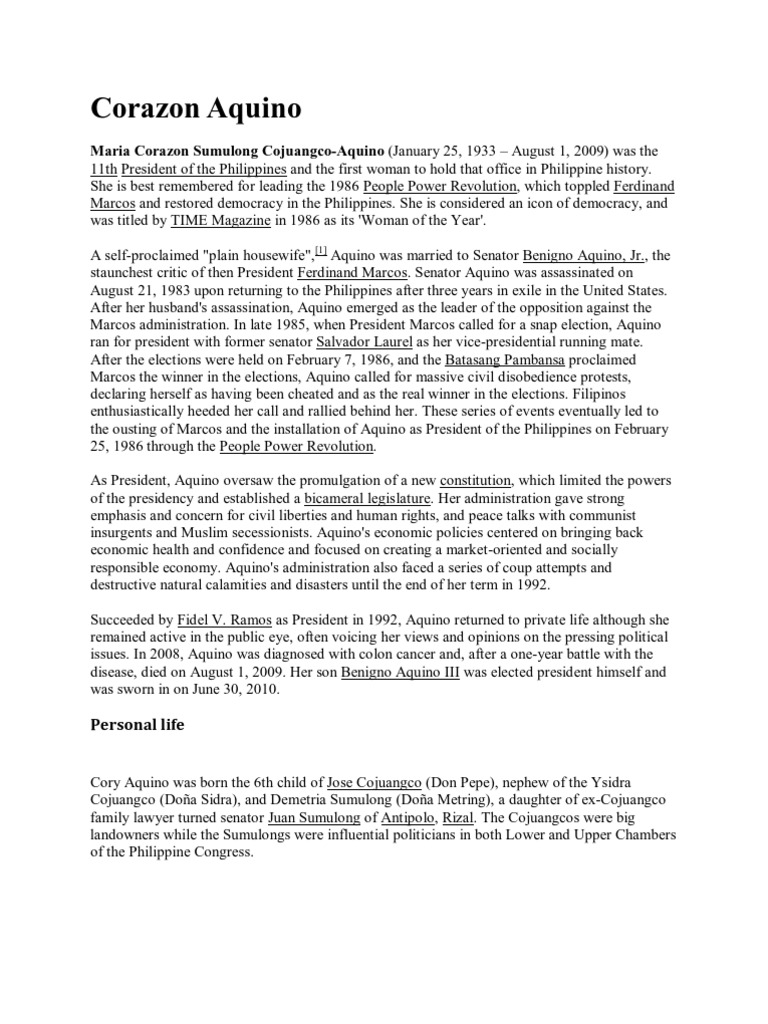 Corazon aquino administration picture