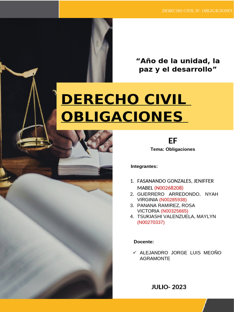 Análisis de Obligaciones en Derecho Civil | PDF | Pagos | Deuda