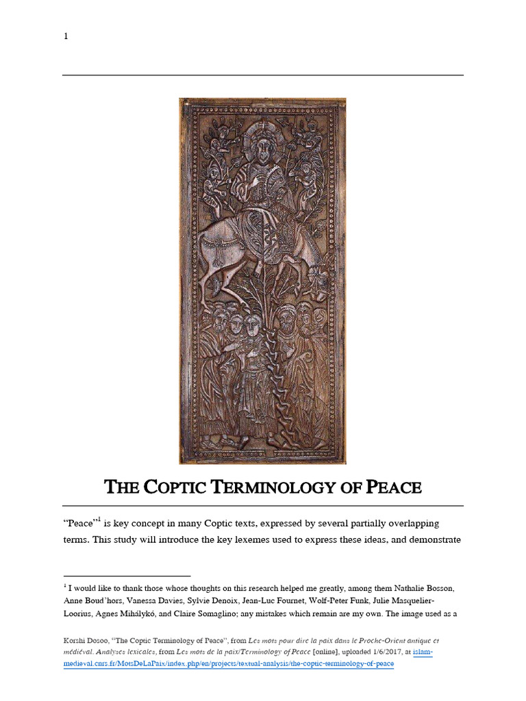 The Coptic Terminology of Peace | PDF | Bible | Translations