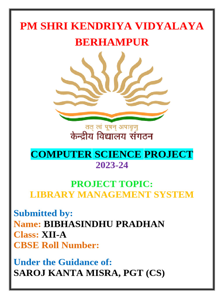 Library Management System Project 2023-24 | PDF | Libraries | Databases