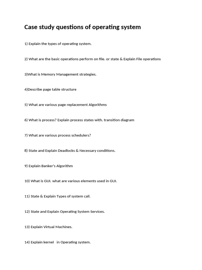 OS Case Study Questions Overview | PDF