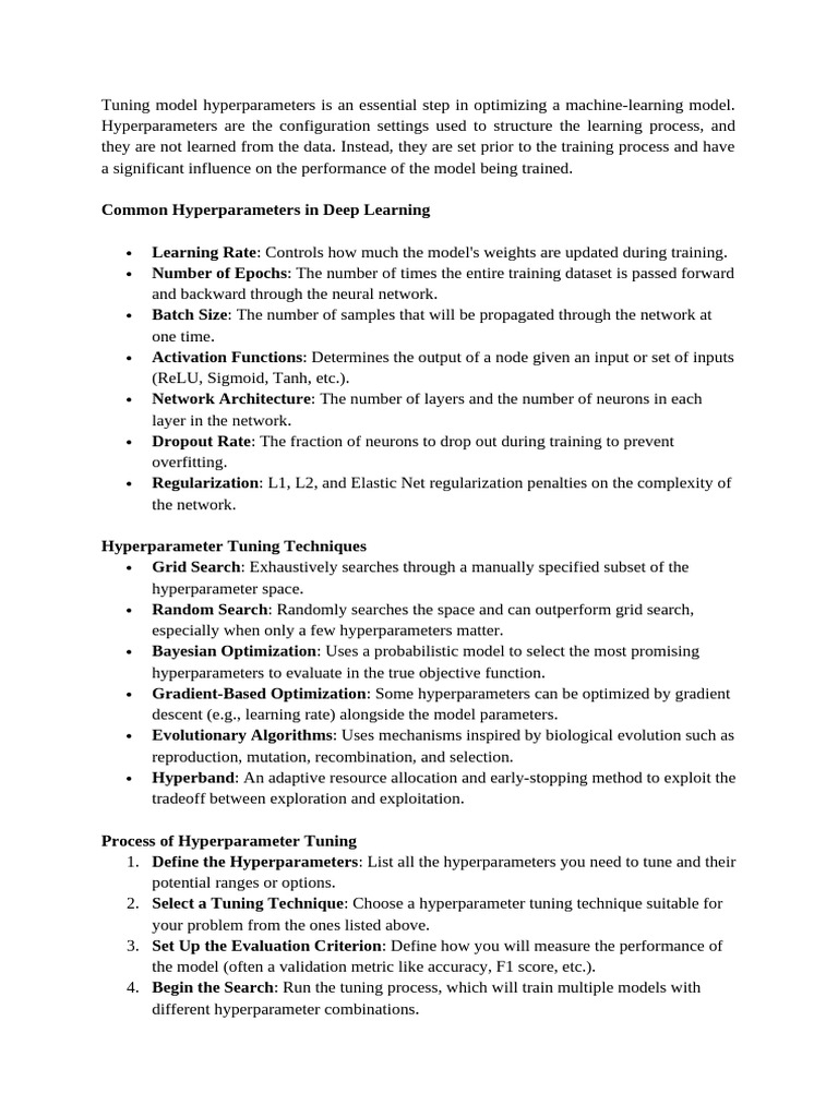 Hyperparameter Tuning in Deep Learning | PDF | Artificial Neural ...