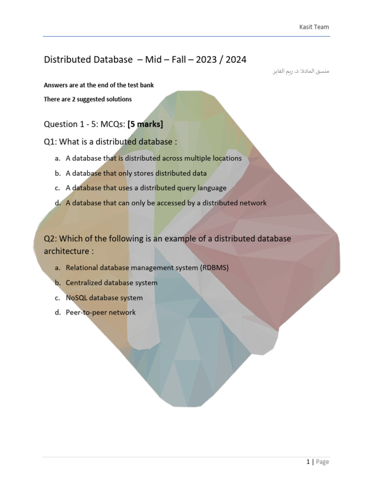 Kasit Team: Distributed Database Test | PDF | Databases | Data ...