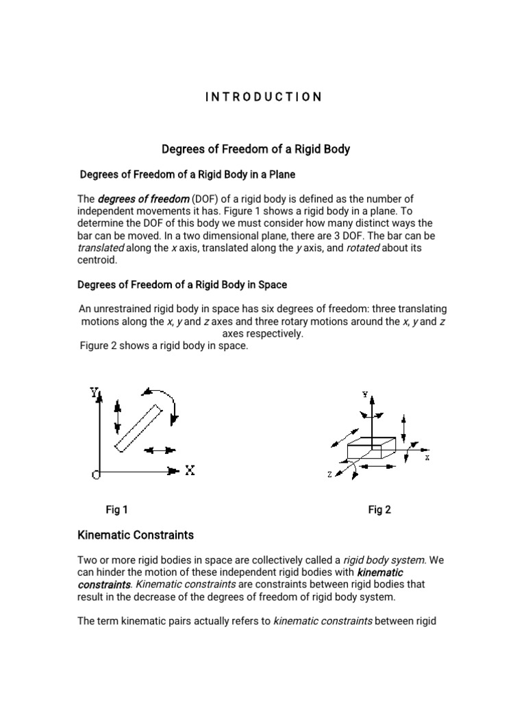 Degrees of Freedom of A Rigid Body | PDF | Rotation | Kinematics