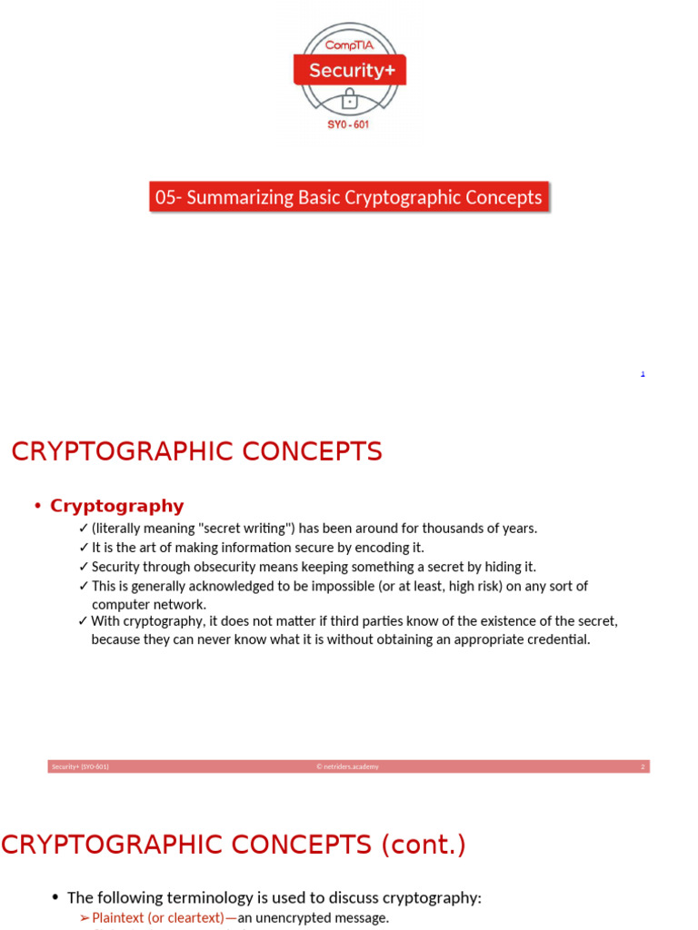 05 - Summarizing Basic Cryptographic Concepts | PDF | Public Key ...