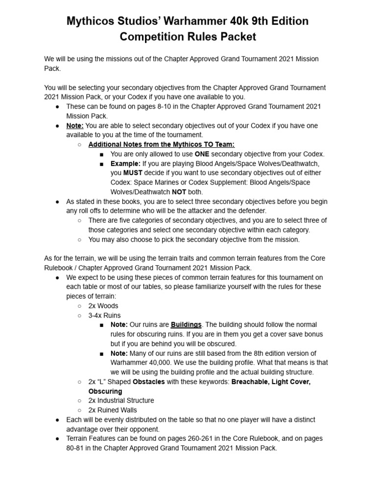 Warhammer+40k+Tournament+Rules Updated July21 | PDF