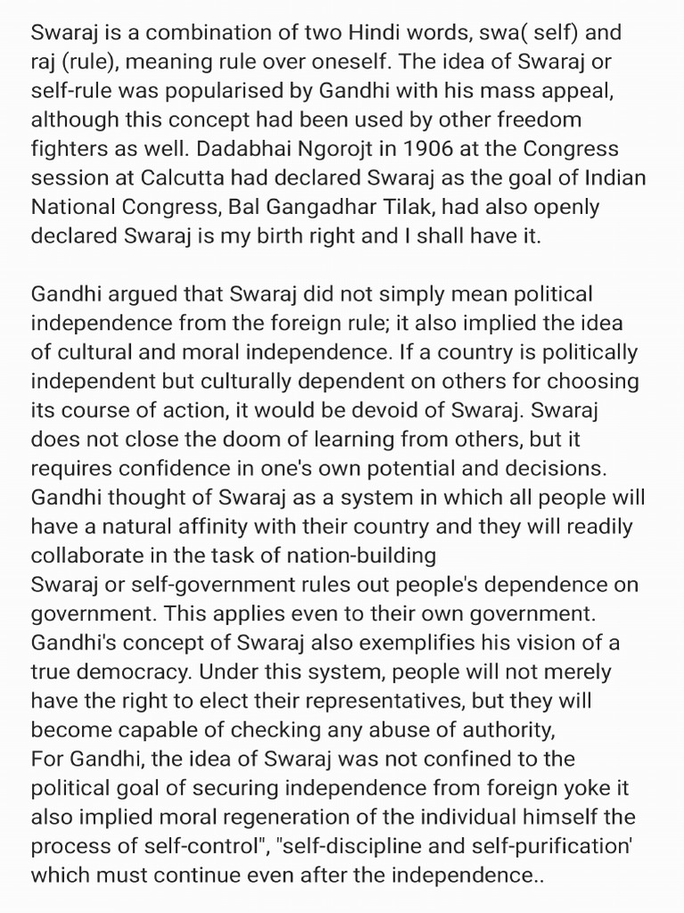 Gandhi Swaraj | PDF