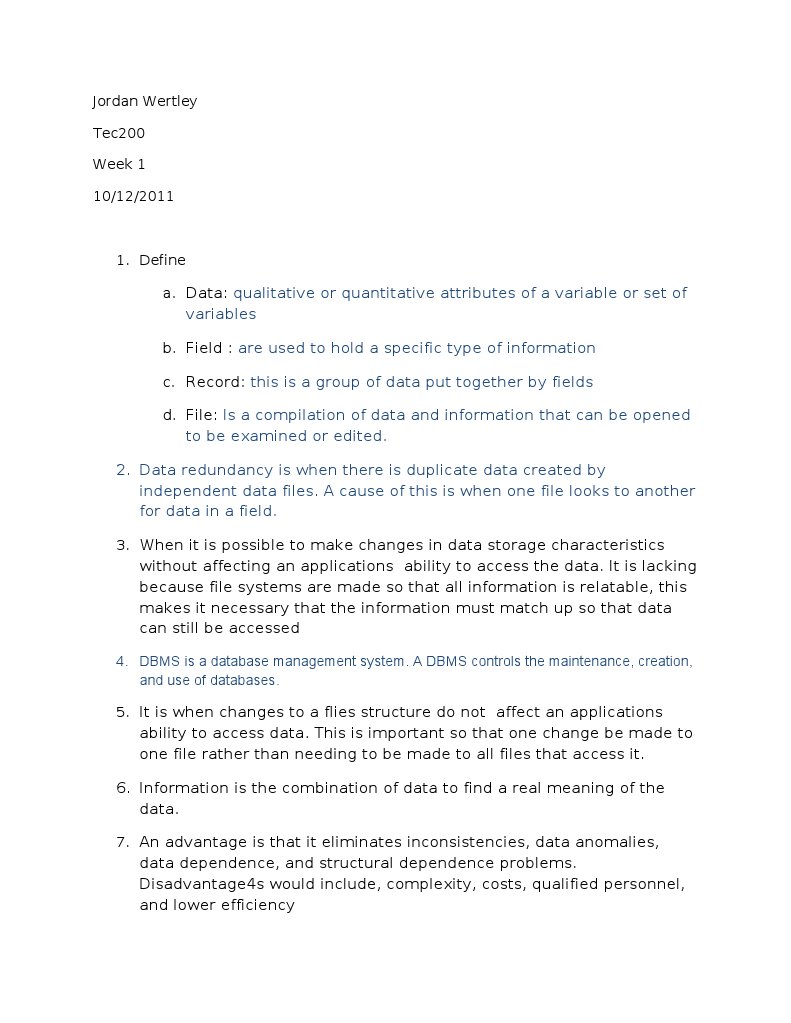 Week 1 Review Questions | PDF | Databases | Information