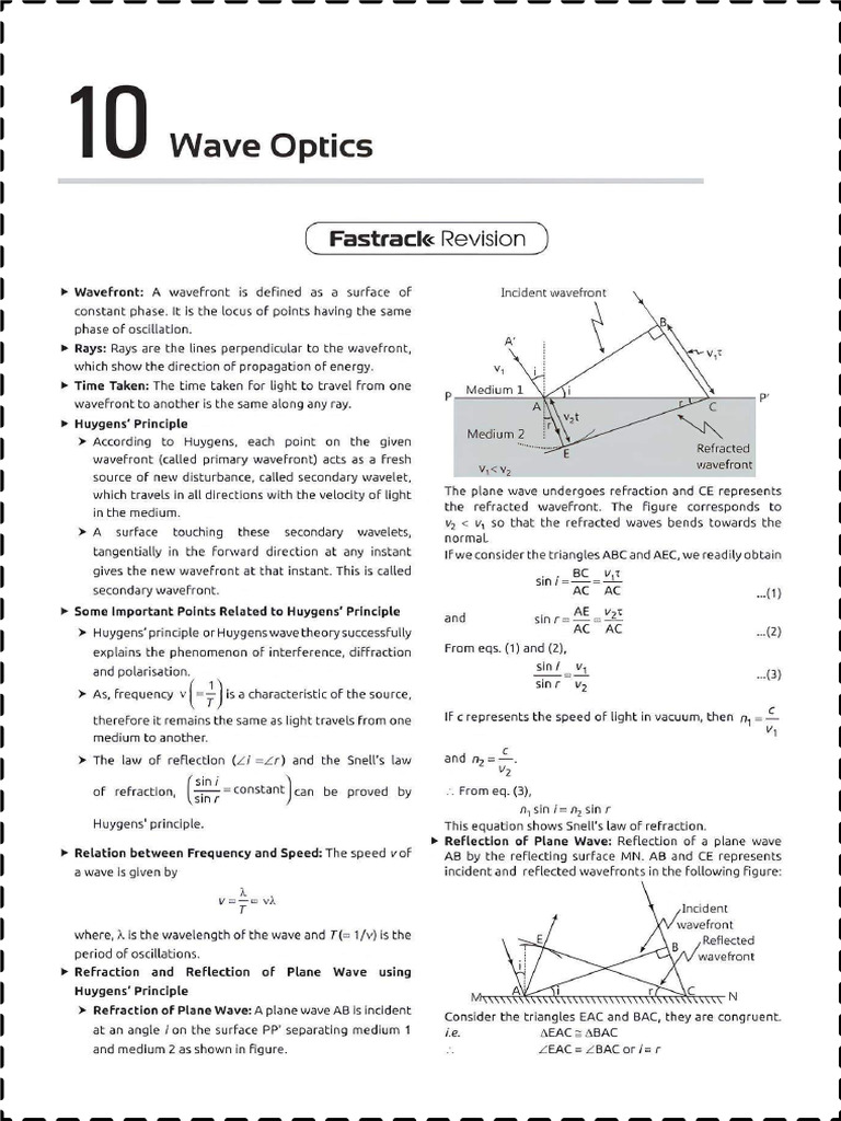 Wave Optics Cbse Imp Question | PDF