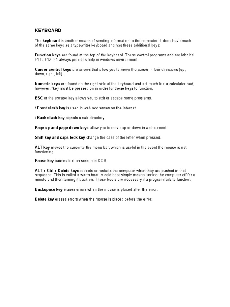Essential Keyboard Functions Explained | PDF