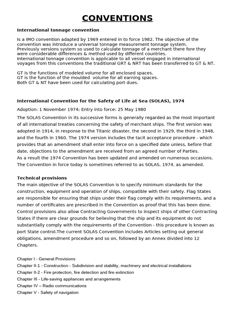 Conventions - Handout | PDF | Bill Of Lading | Tonnage