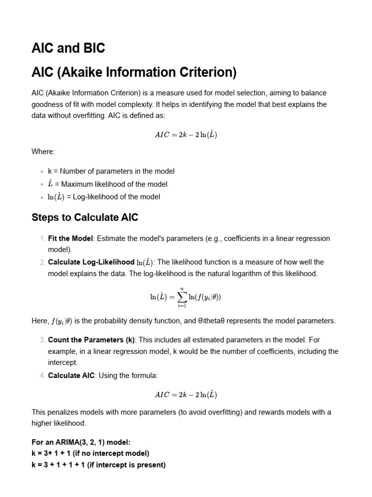 AIC and BIC Model Selection Guide | PDF | Akaike Information Criterion ...