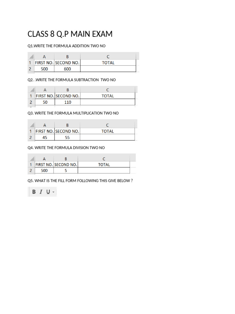 Class 8 Q Main Exam | PDF