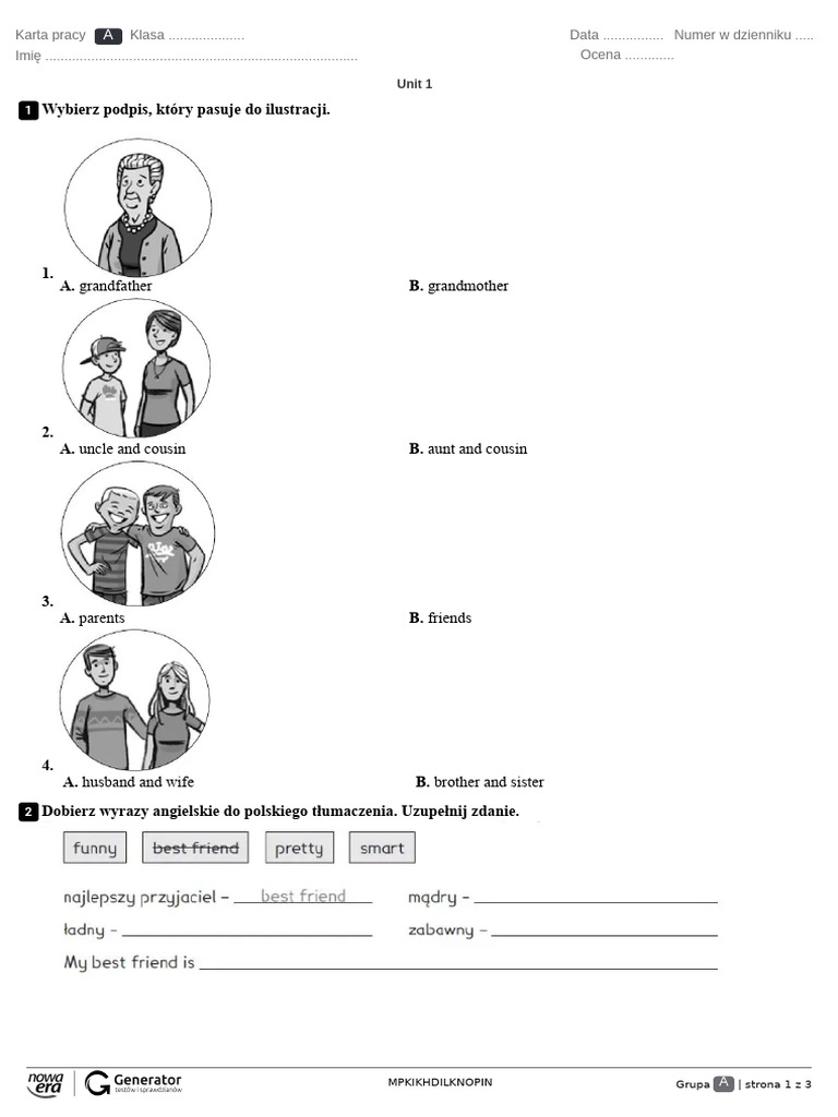 Unit 1 Karta Pracy | PDF
