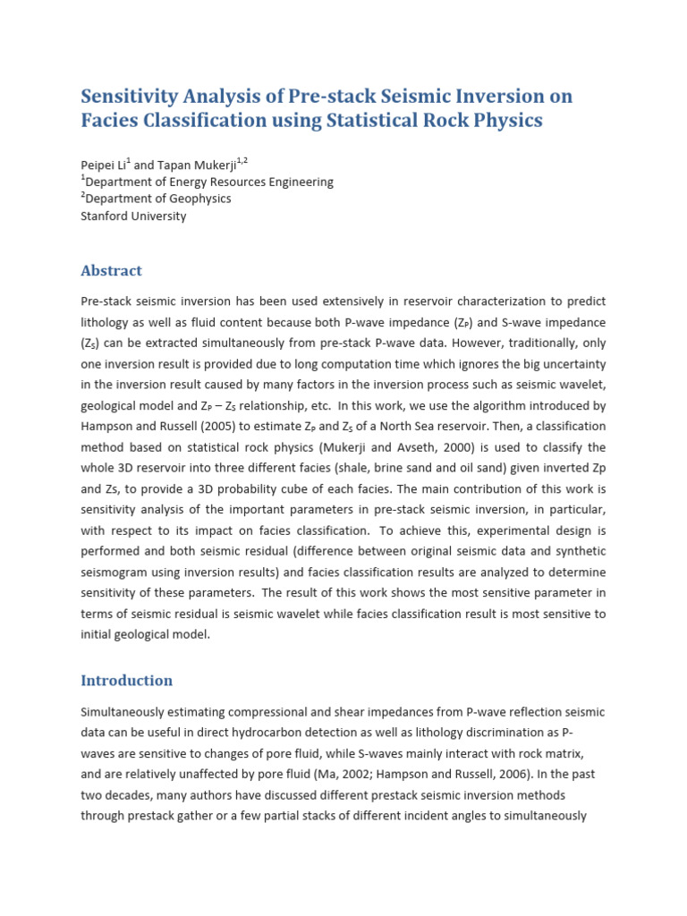 Sensitivity Analysis of Seismic Inversion | PDF | Sensitivity Analysis ...