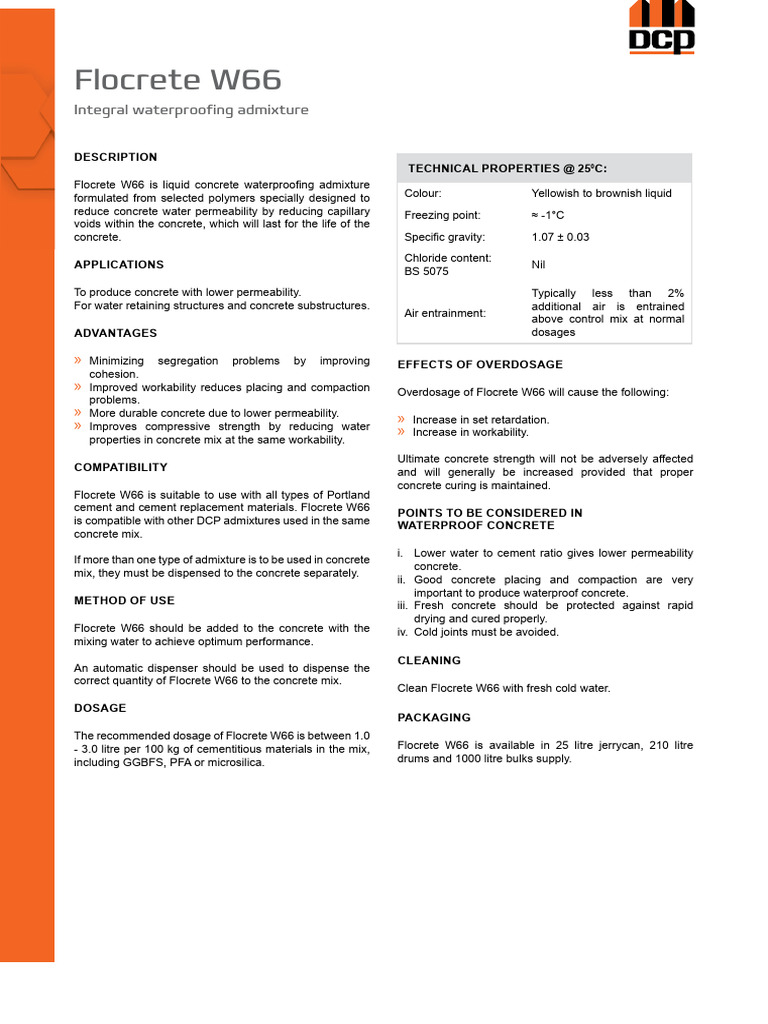 Flocrete W66 - TDS - 3 | PDF | Concrete | Materials