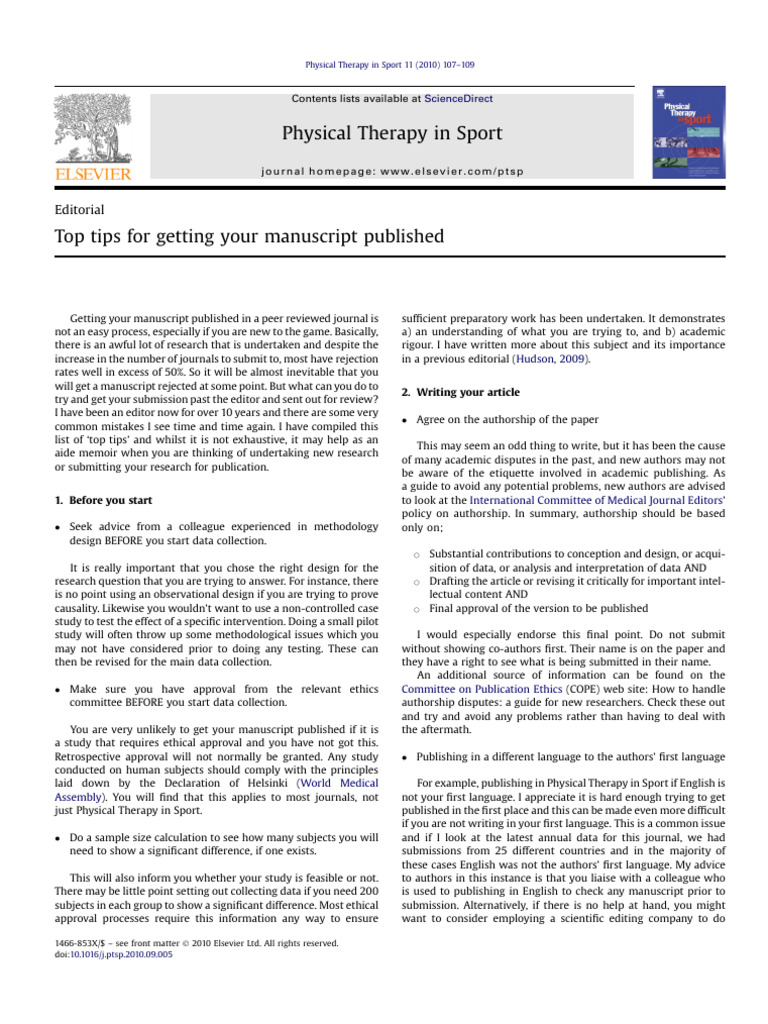 Tips for Successful Manuscript Submission | PDF